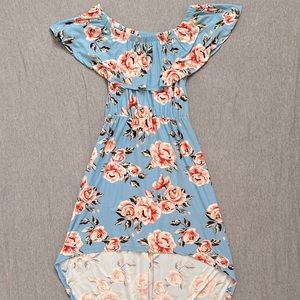 Off Shoulder High Low Floral Dress